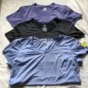 Set of 3 workout tee shirts all lightweight cooling material. All size large.